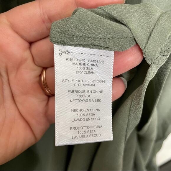 EQUIPMENT Tira Asymmetrical Silk Dress Camouflage Green {3A5} - Picture 5 of 6